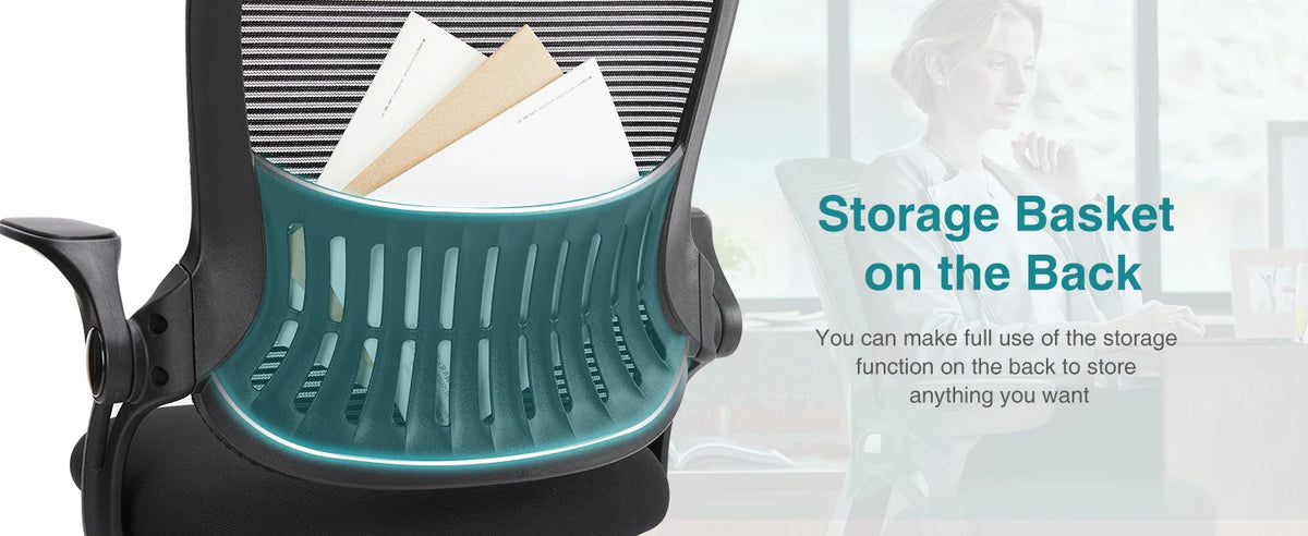 Chaise de Bureau Mesh Ergonomique — Accoudoirs Relevables & Balancement | Roulettes