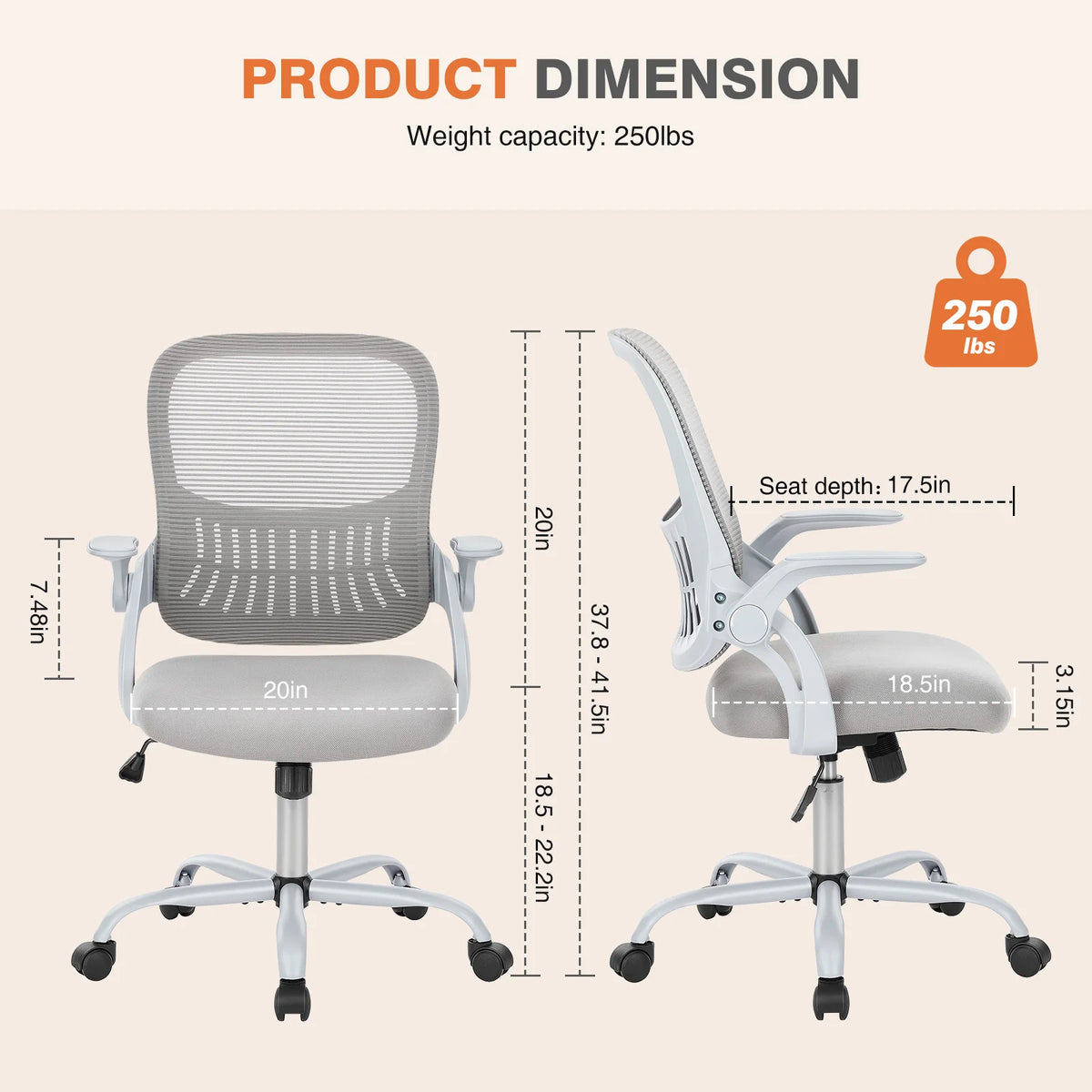 Chaise de Bureau Mesh Ergonomique — Accoudoirs Relevables & Balancement | Roulettes