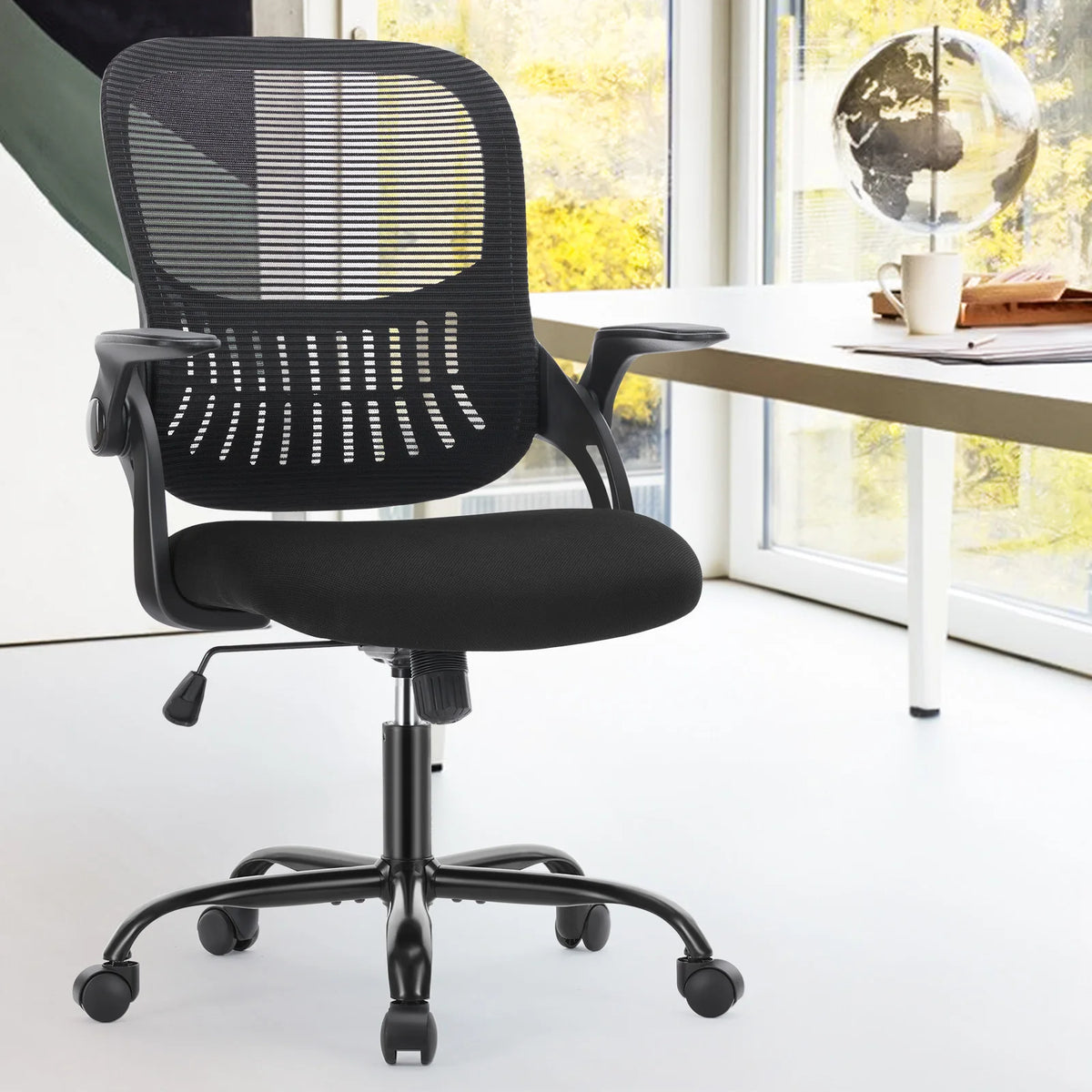 Chaise de Bureau Mesh Ergonomique — Accoudoirs Relevables & Balancement | Roulettes