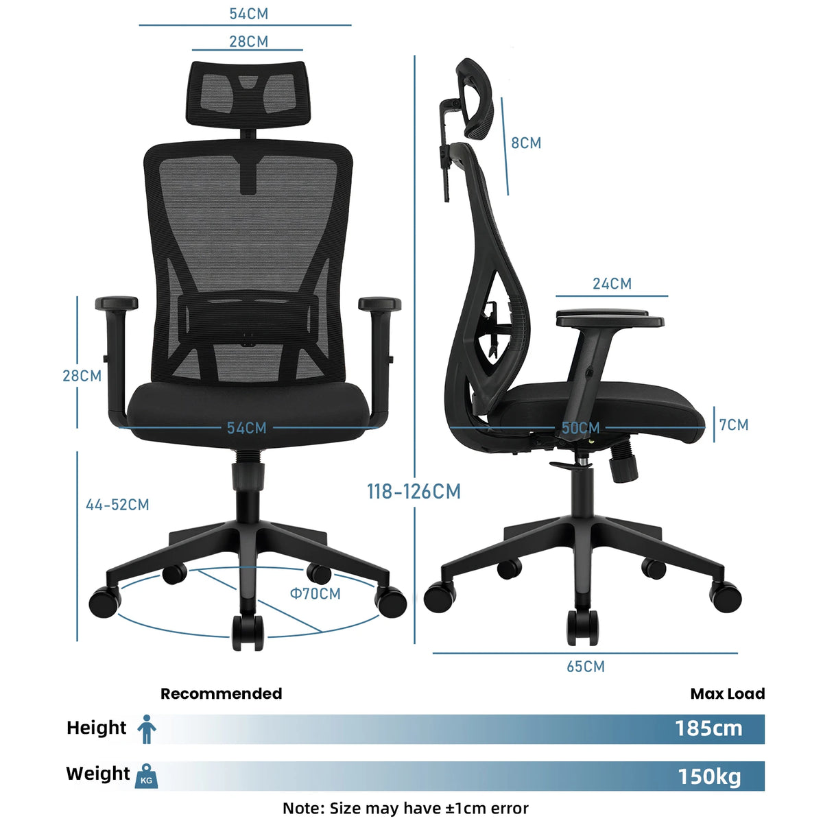 Chaise de Bureau Ergonomique Mesh — Support Lombaire & Accoudoirs | Noire