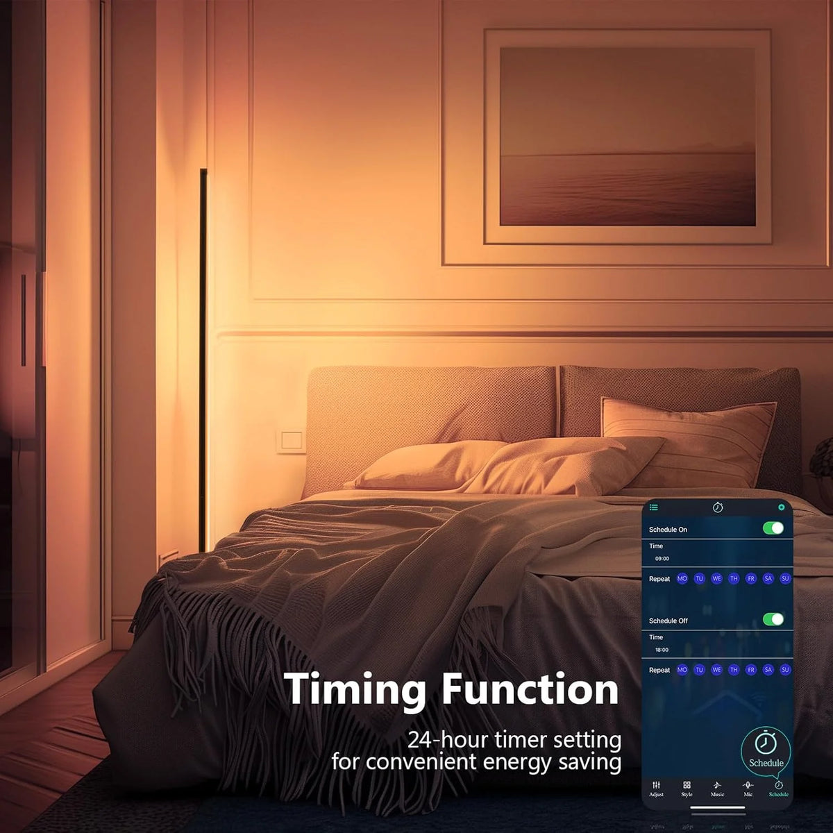 Lampadaire LED RGB Intelligent — Ambiance Salon & Coin | App & Musique