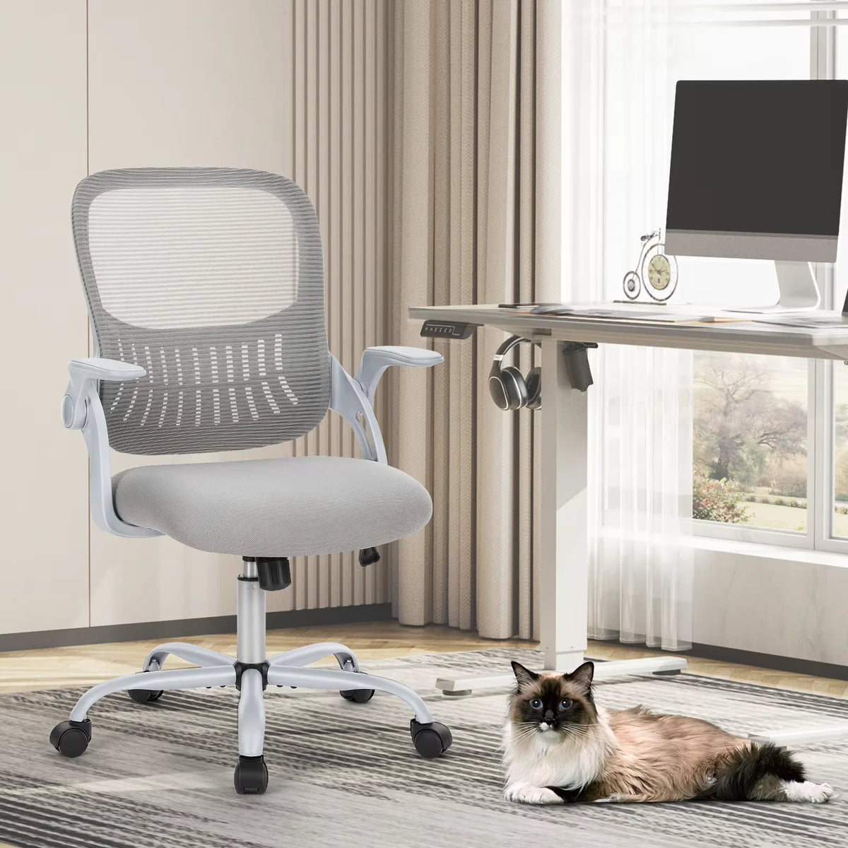 Chaise de Bureau Mesh Ergonomique — Accoudoirs Relevables & Balancement | Roulettes