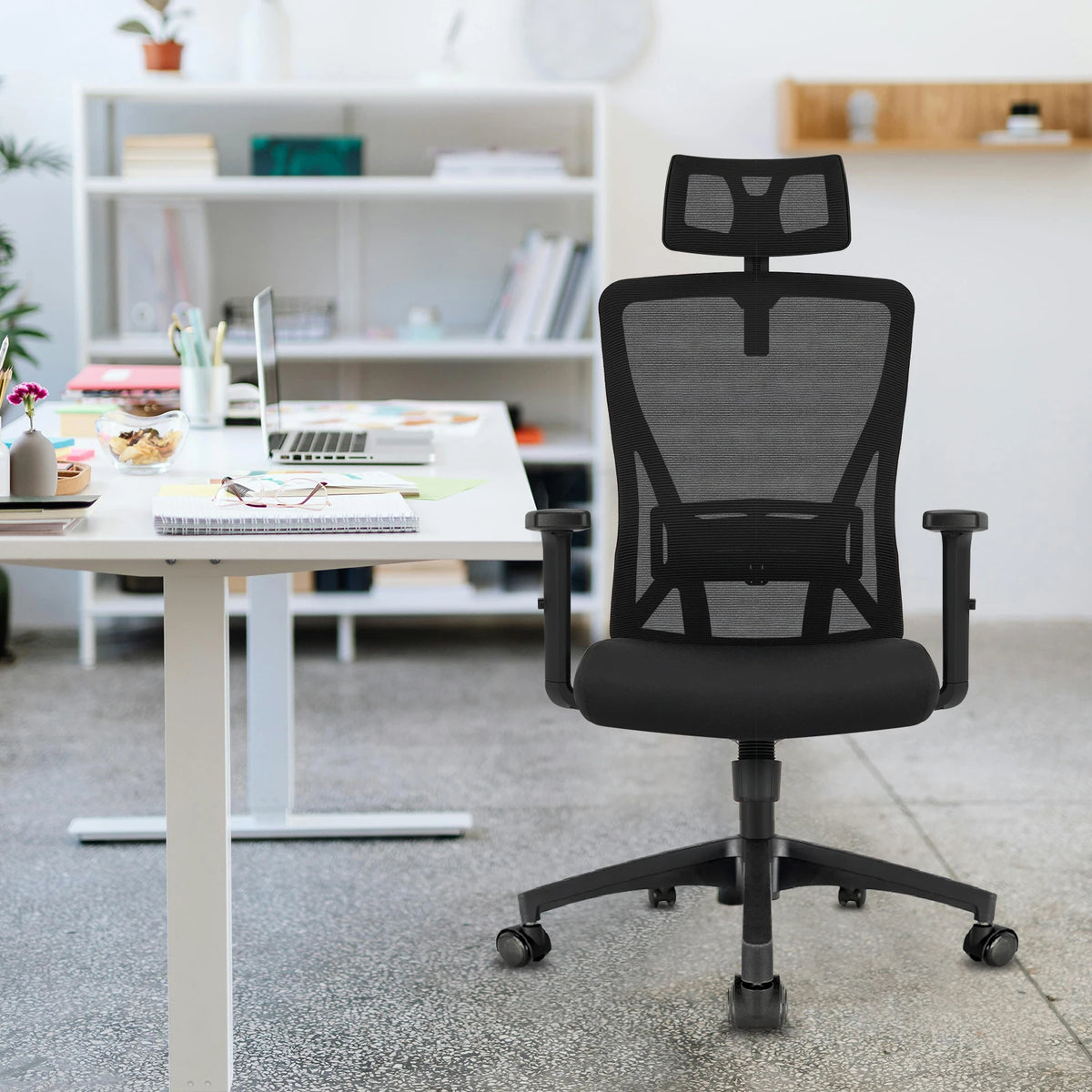 Chaise de Bureau Ergonomique Mesh — Support Lombaire & Accoudoirs | Noire