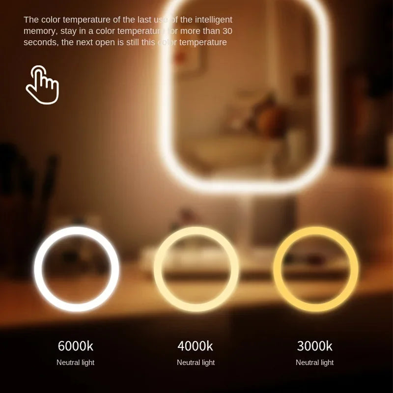 Miroir de Toilette LED 3 Couleurs — Touch Control | Bureau & Chambre
